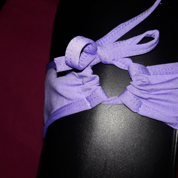 Purple Triangle Cup Side Tie Bikini Swim Suit O/S - Picture 4 of 5